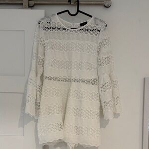 White Crochet Lace Bell Sleeve romper